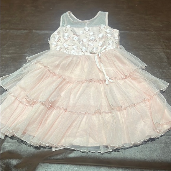 Jona Michelle Pink Flowered Tiered Dress Size 7 - Picture 2 of 9